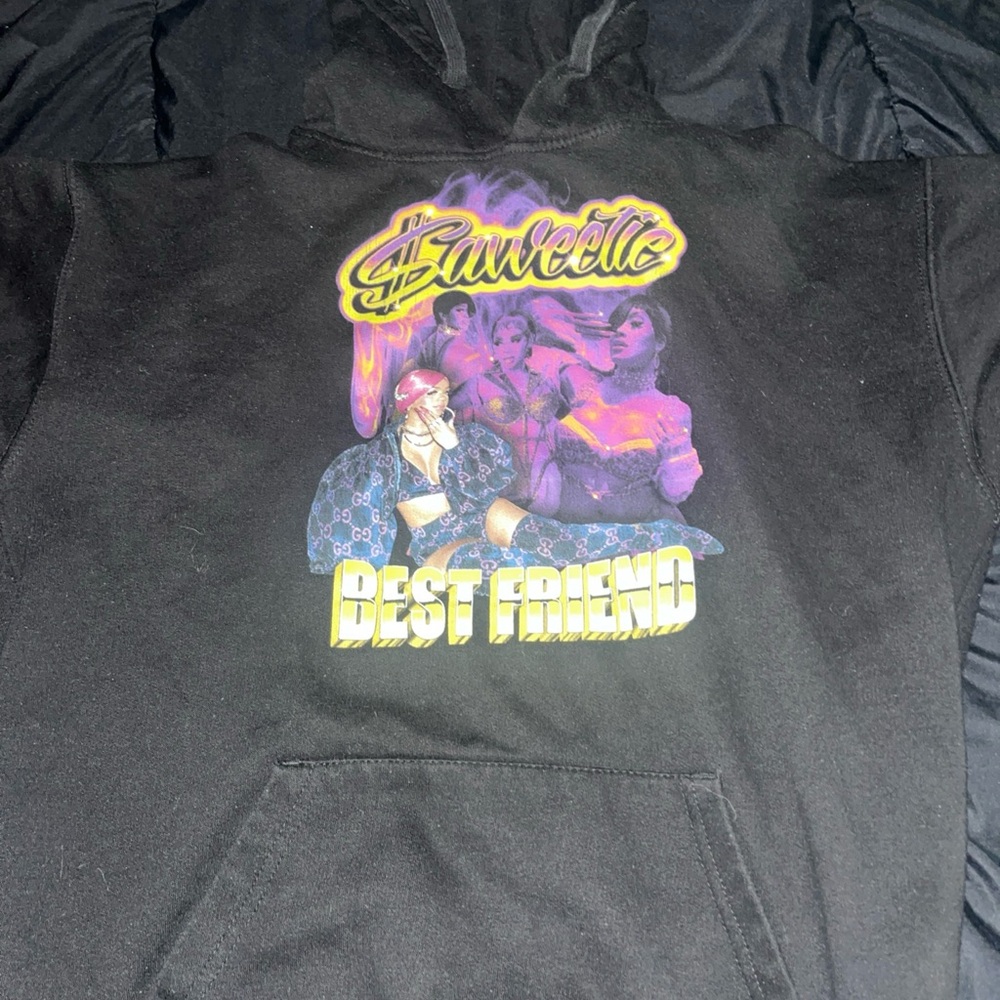 Black Graphic Hoodie with Colorful Print